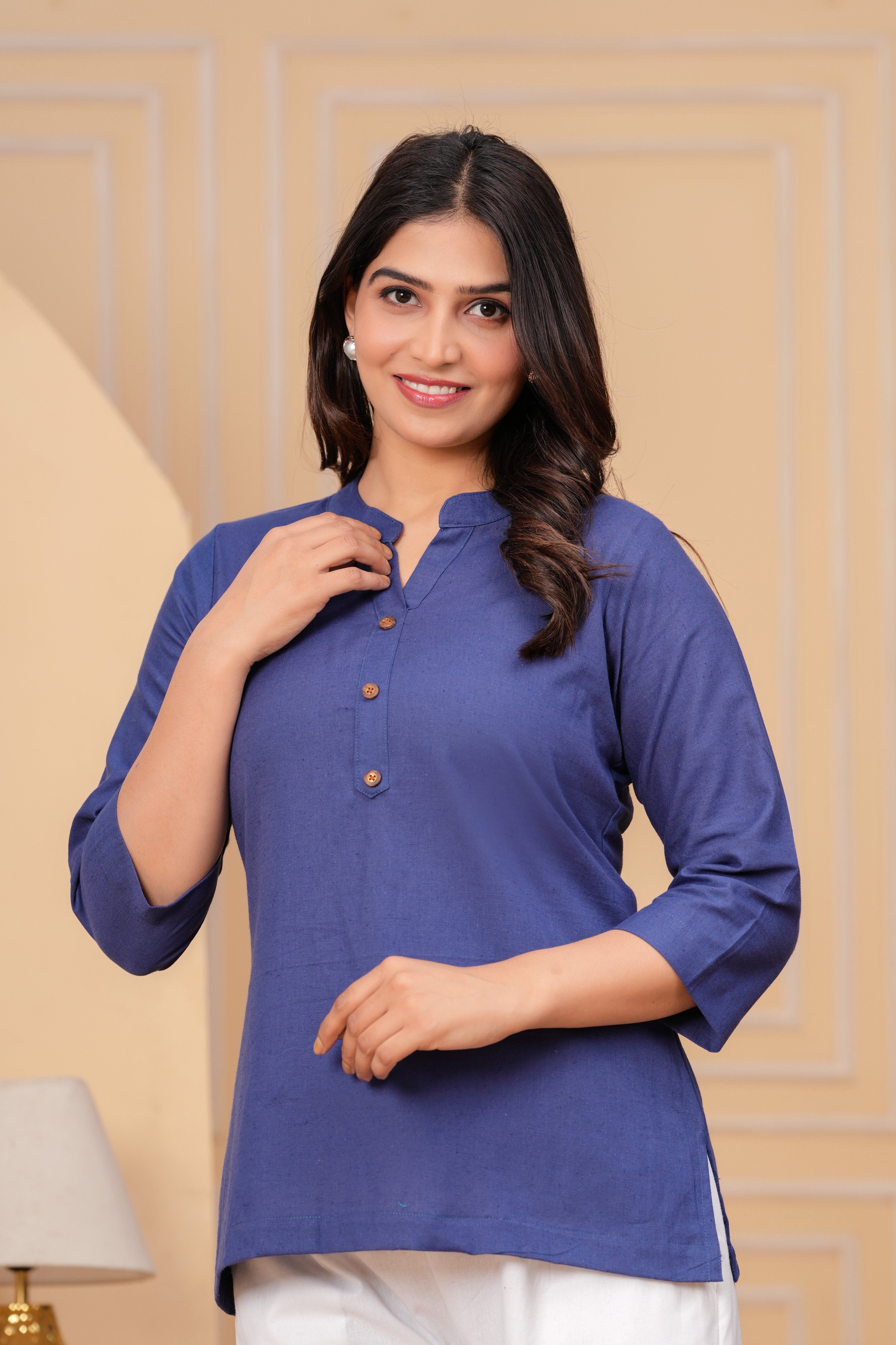 Linen Solid Short Kurta